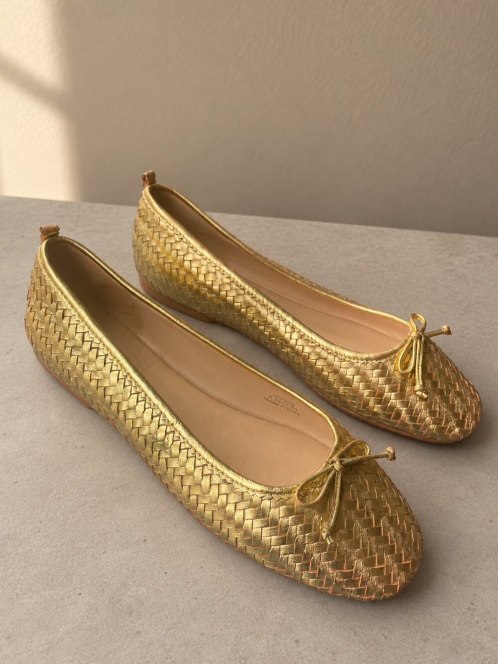 BODEN Gold Leather Kitty Flexi Sole Ballet Flats Shoes EU 39 US 8 - Like New